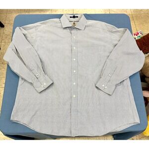 Tommy Hilfiger Dress Shirt Plaid Tailored Fit 17.5 34 35 Vintage Crest Logo